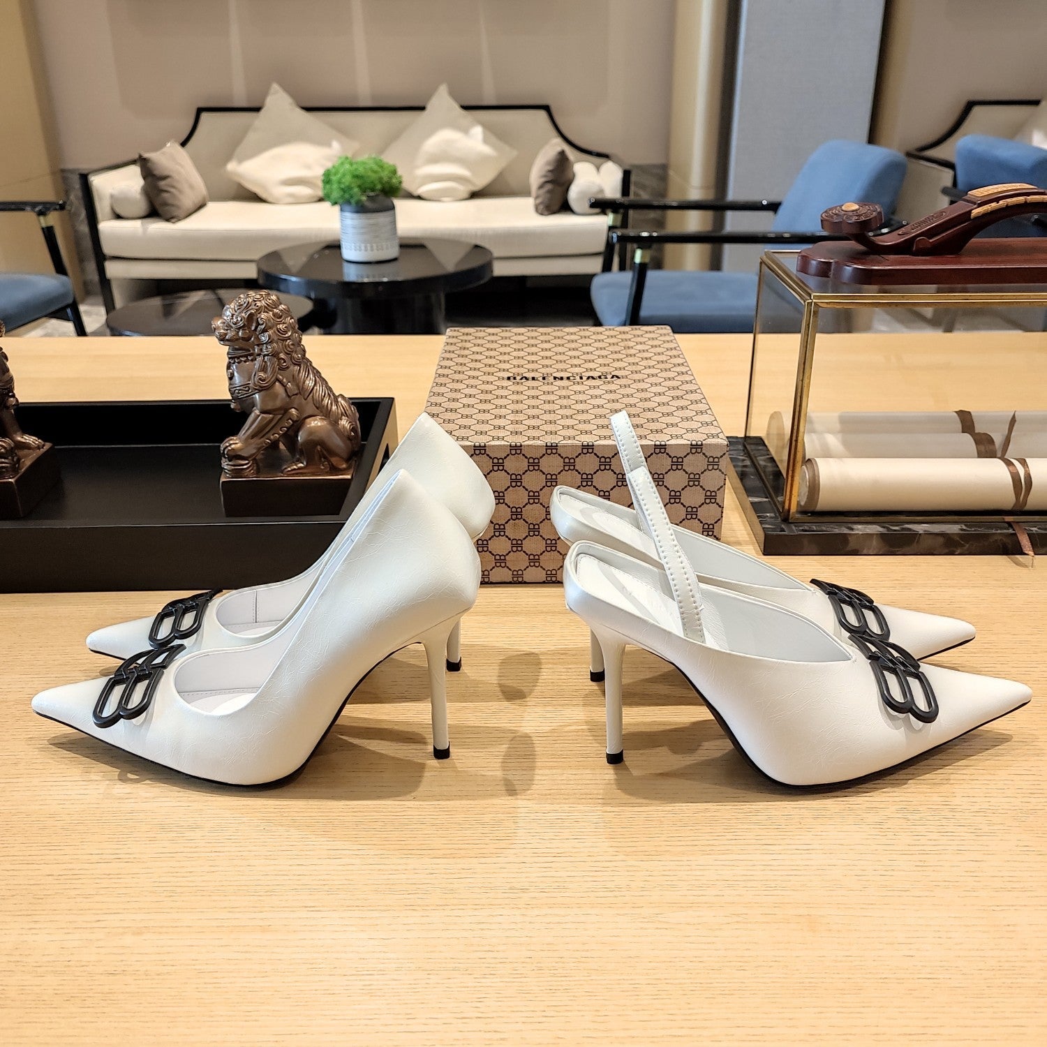Balenciaga 26s High Heel 100 White Cowhide 681200