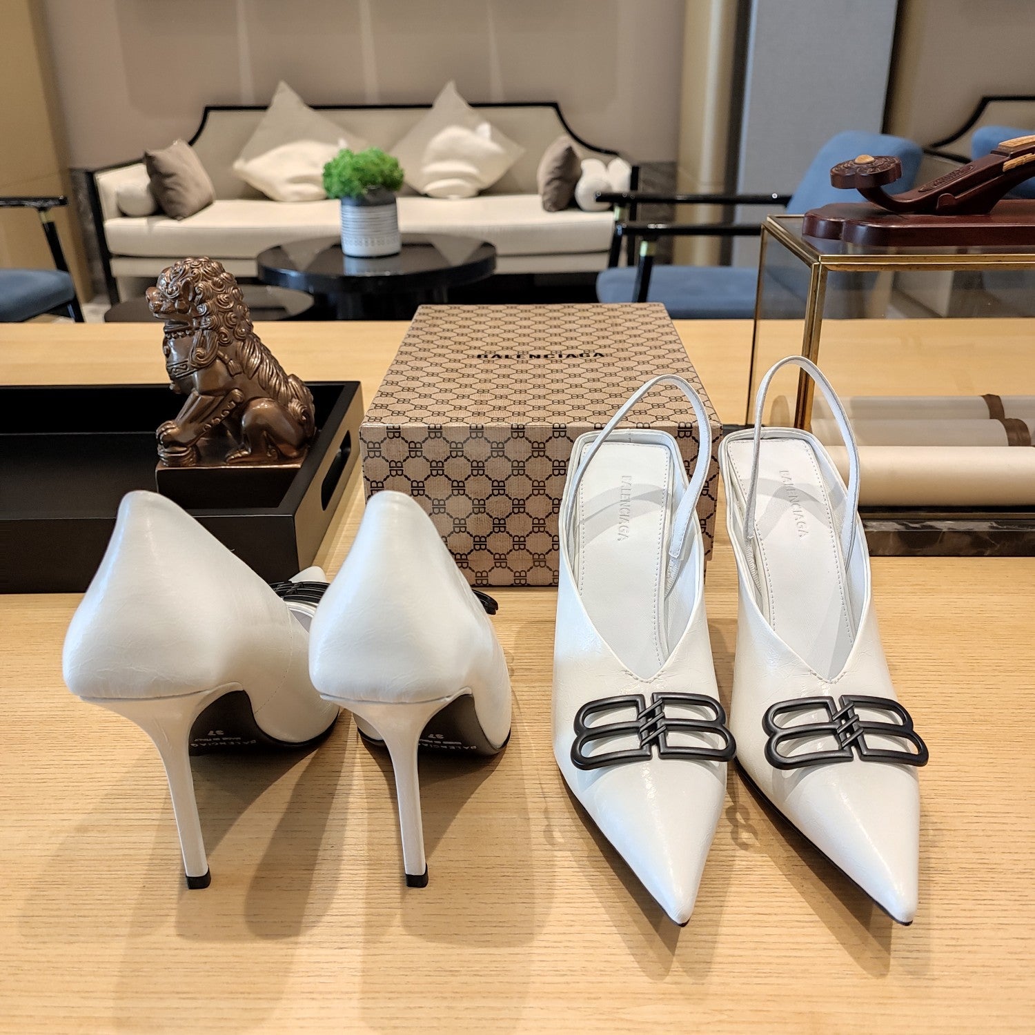 Balenciaga 26s High Heel 100 White Cowhide 681200