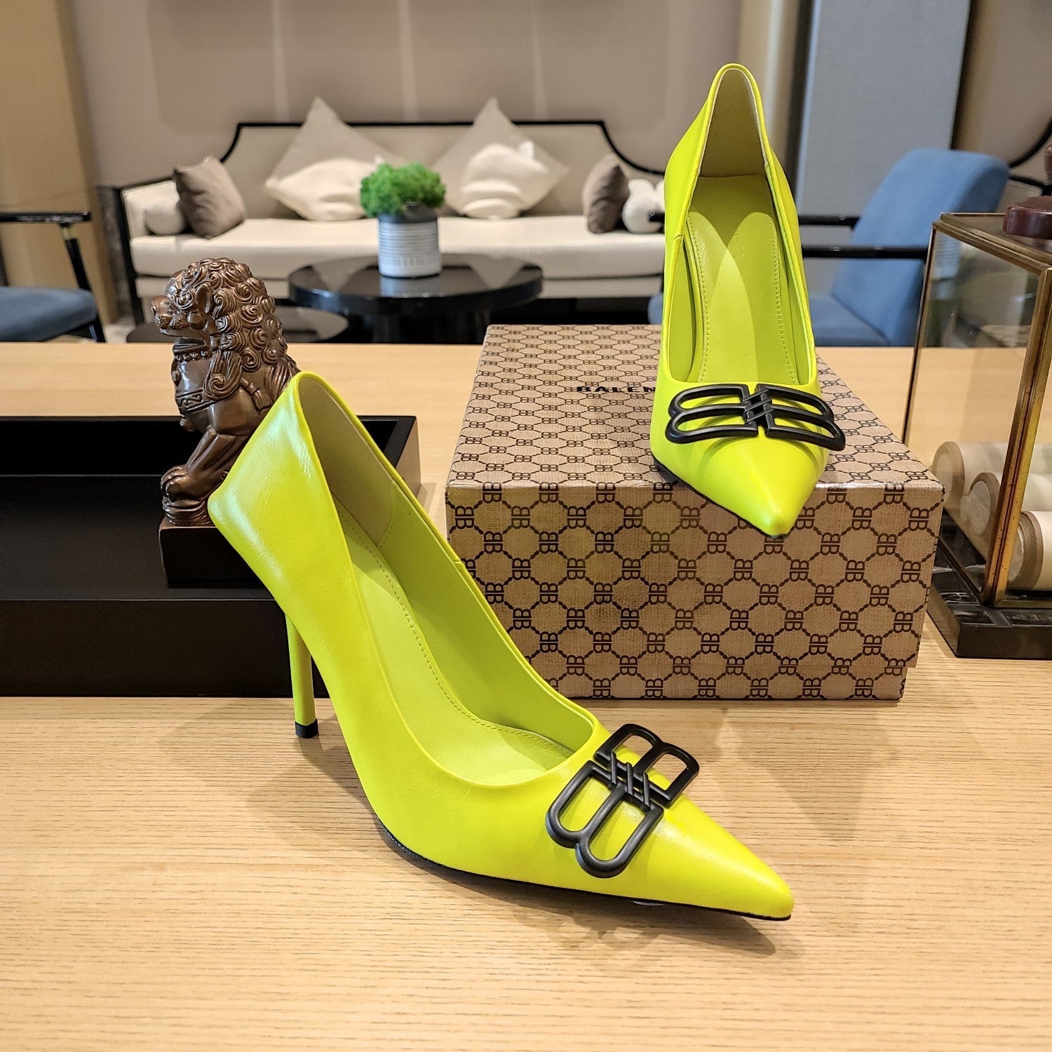 Balenciaga 26s High Heel 100 Neon Green Cowhide 681202