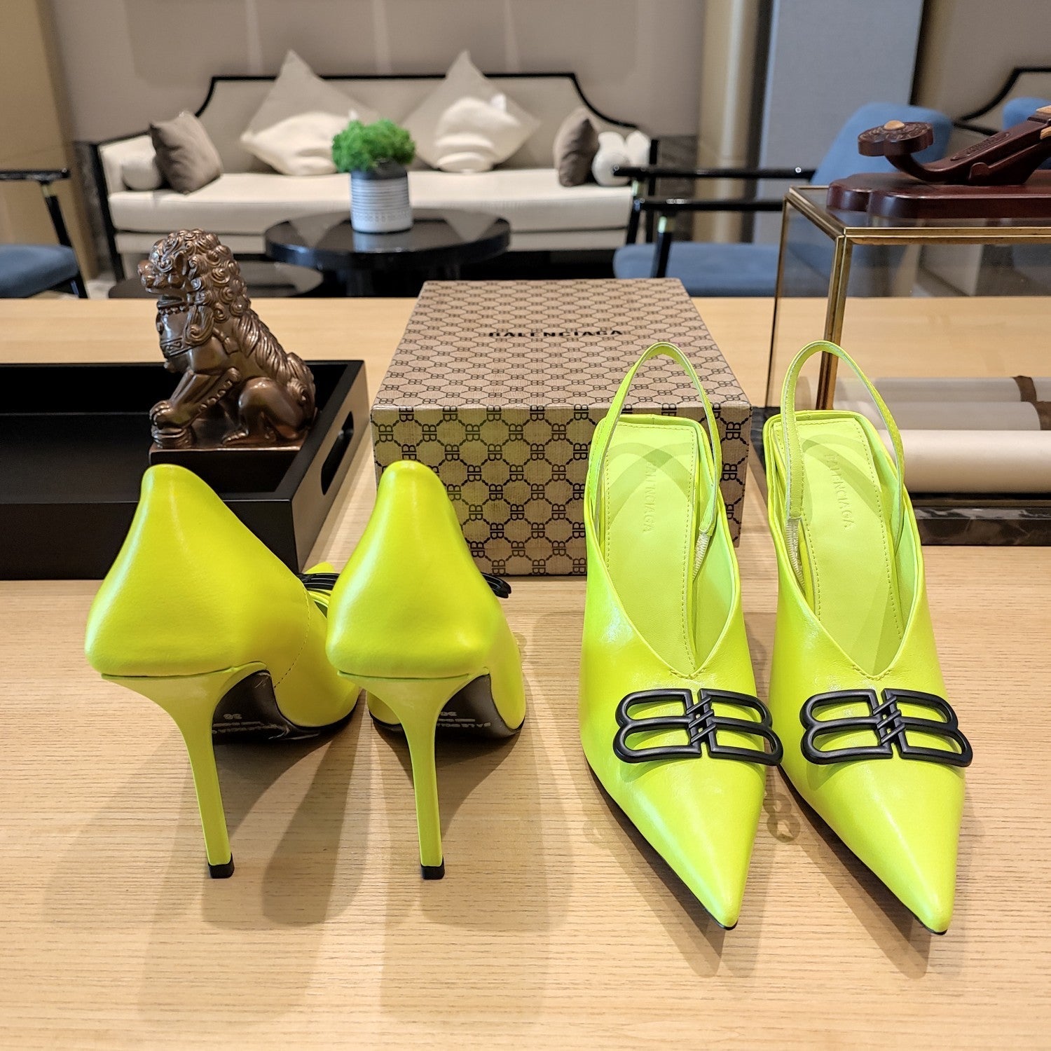 Balenciaga 26s High Heel 100 Neon Green Cowhide 681202