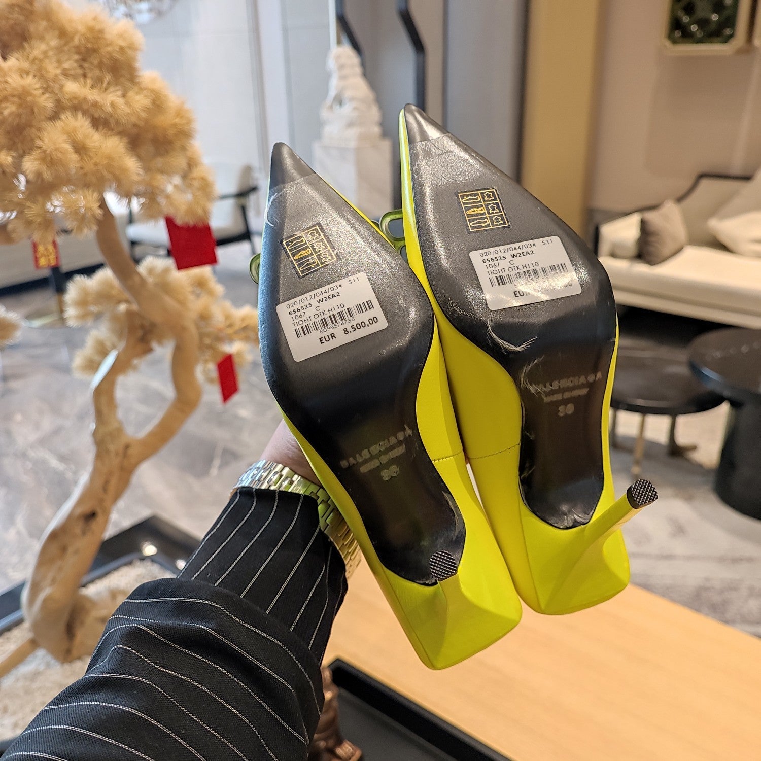 Balenciaga 26s High Heel 100 Neon Green Cowhide 681202