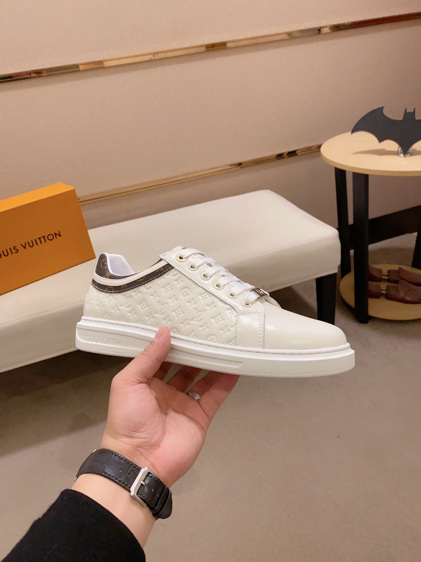 LV RIVOLI SNEAKER WHITE MINI MONOGRAM-EMBOSSED CALFSKIN