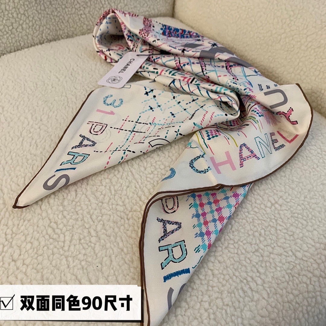CC Square Scarf 90 CM In Colorful Silk 288744