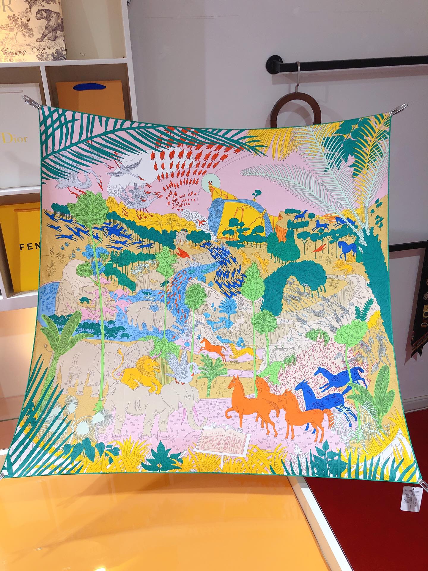Le Carnaval Des Animaux Scarf 90 CM In Colorful Silk Twill 288864