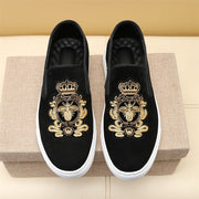 GG Men's Slip-on Loafers Black Gold Suede 545716