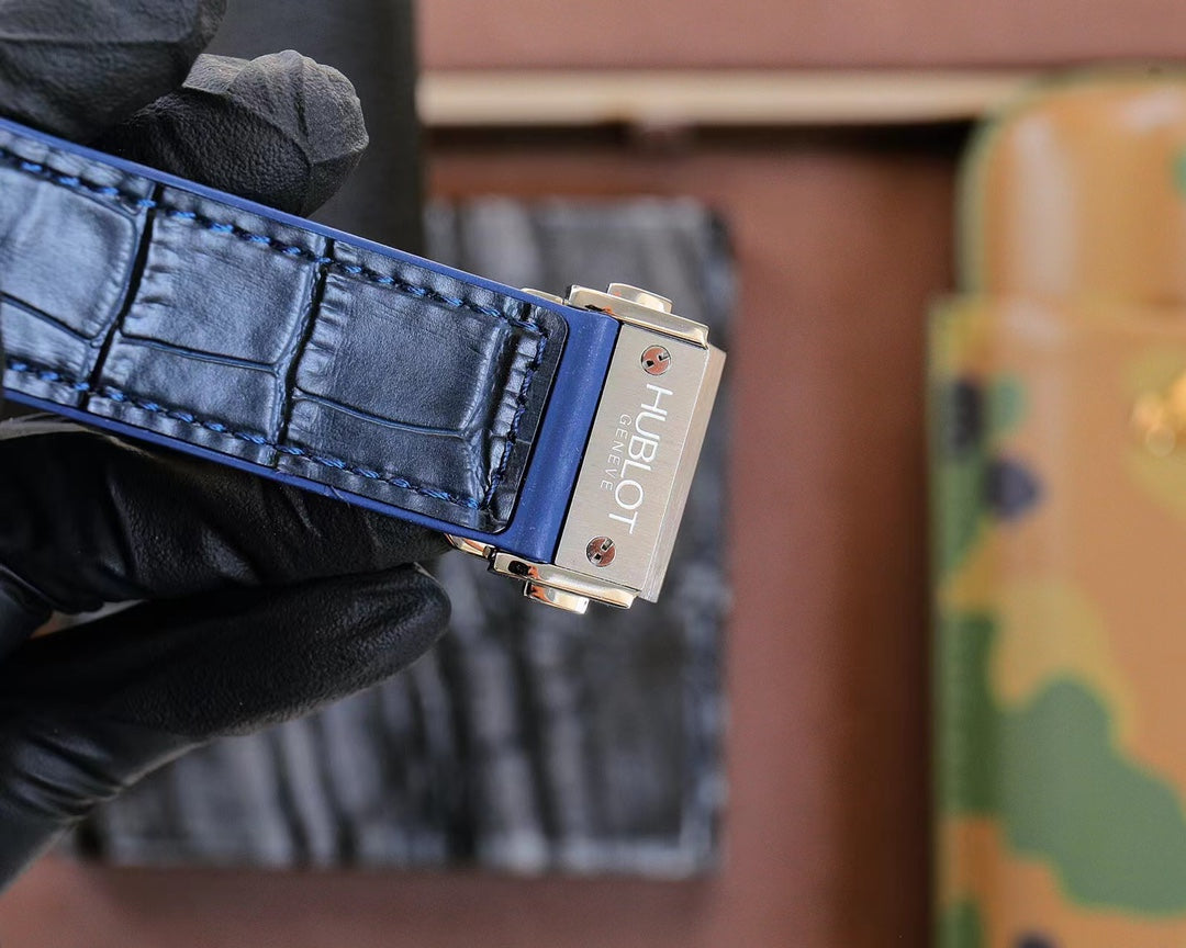 Hublot Classic Fusion Chronograph Titanium 45mm Watch With Blue Leather Strap