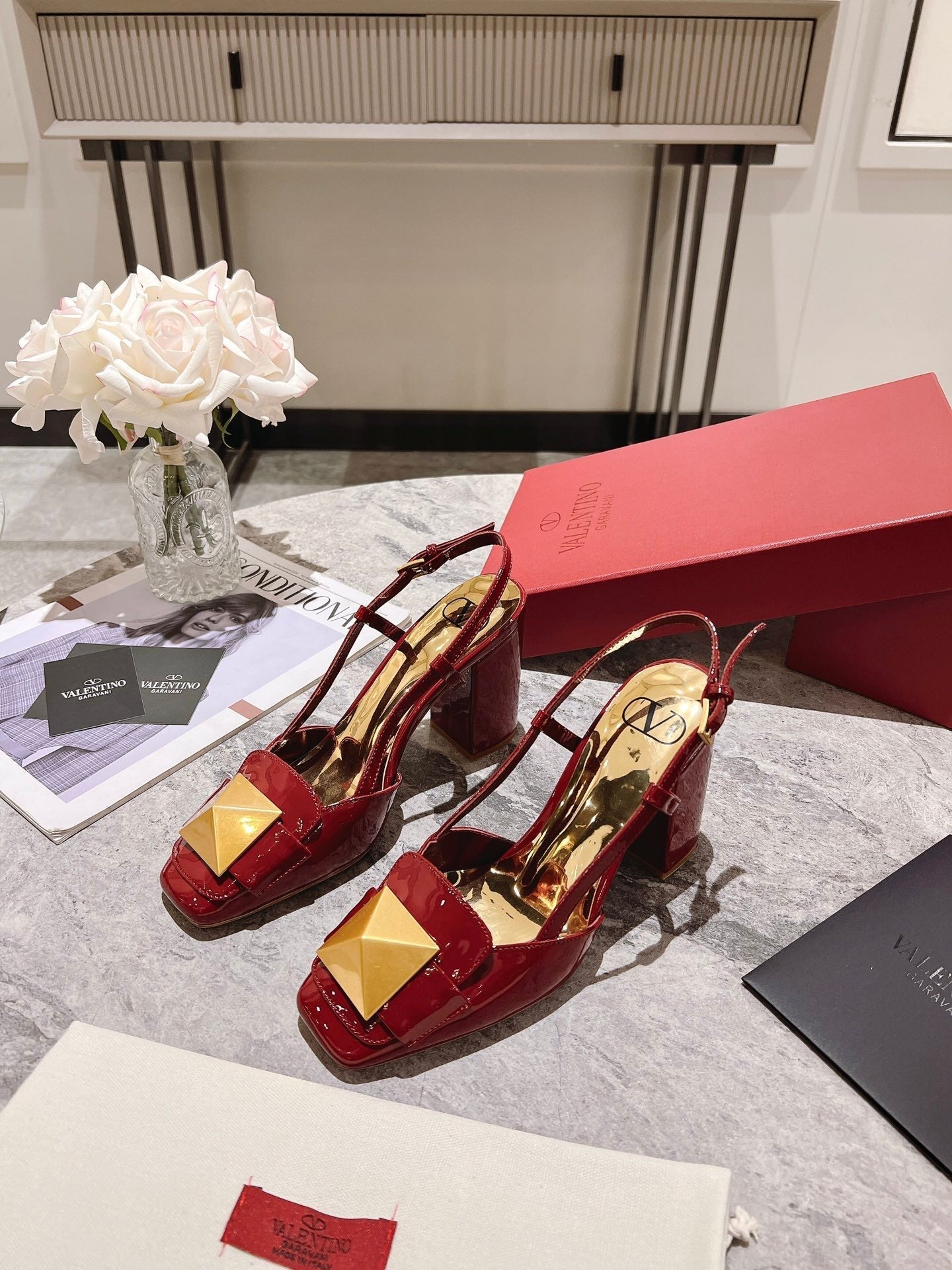 Valentino 25 Slingback High Heels 85mm Patent Leather