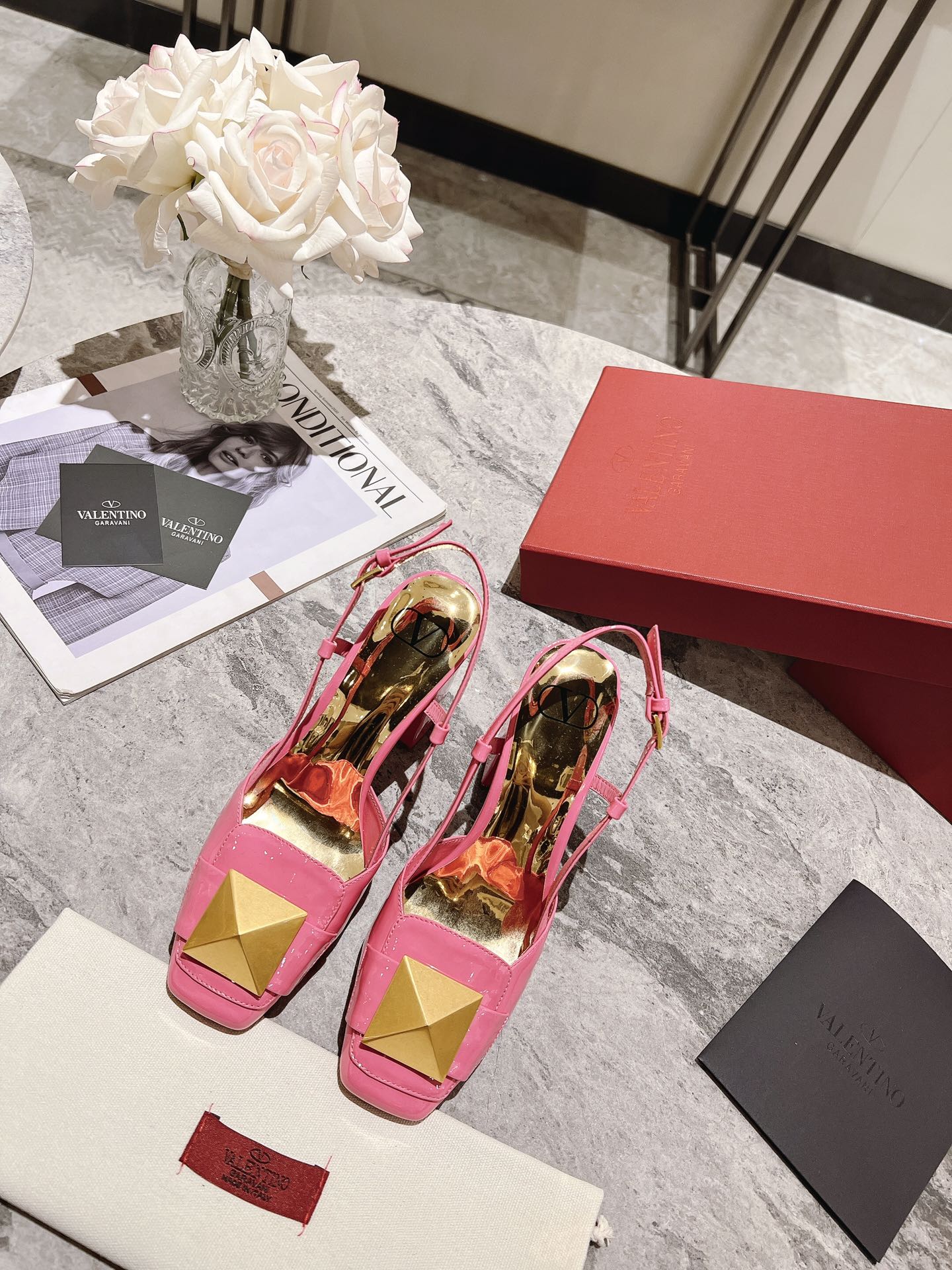 Valentino 25 Slingback High Heels 85mm Patent Leather