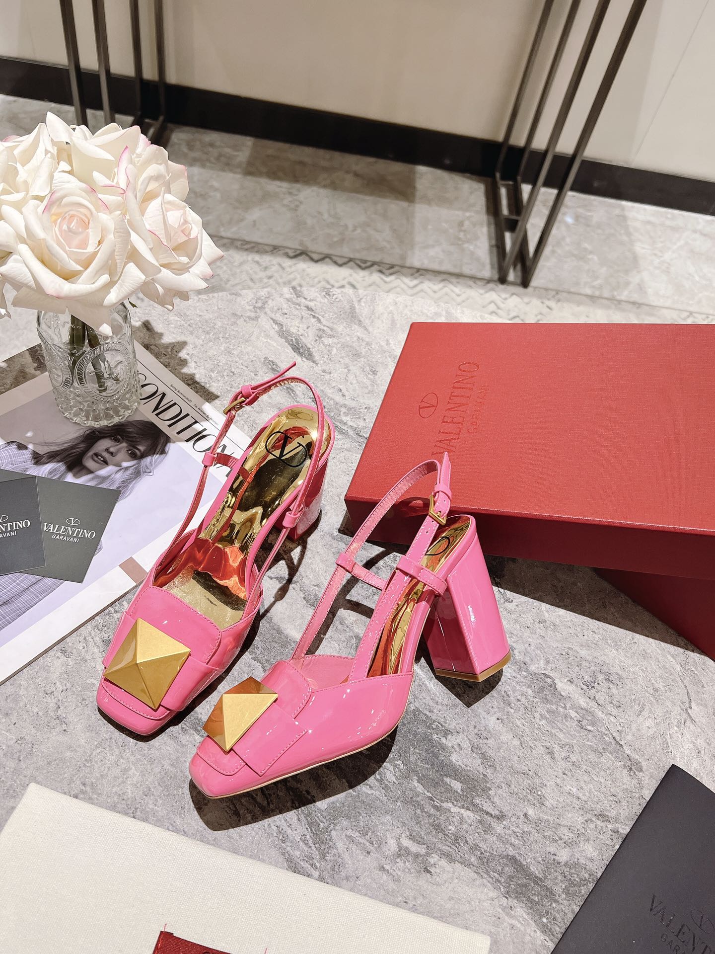 Valentino 25 Slingback High Heels 85mm Patent Leather