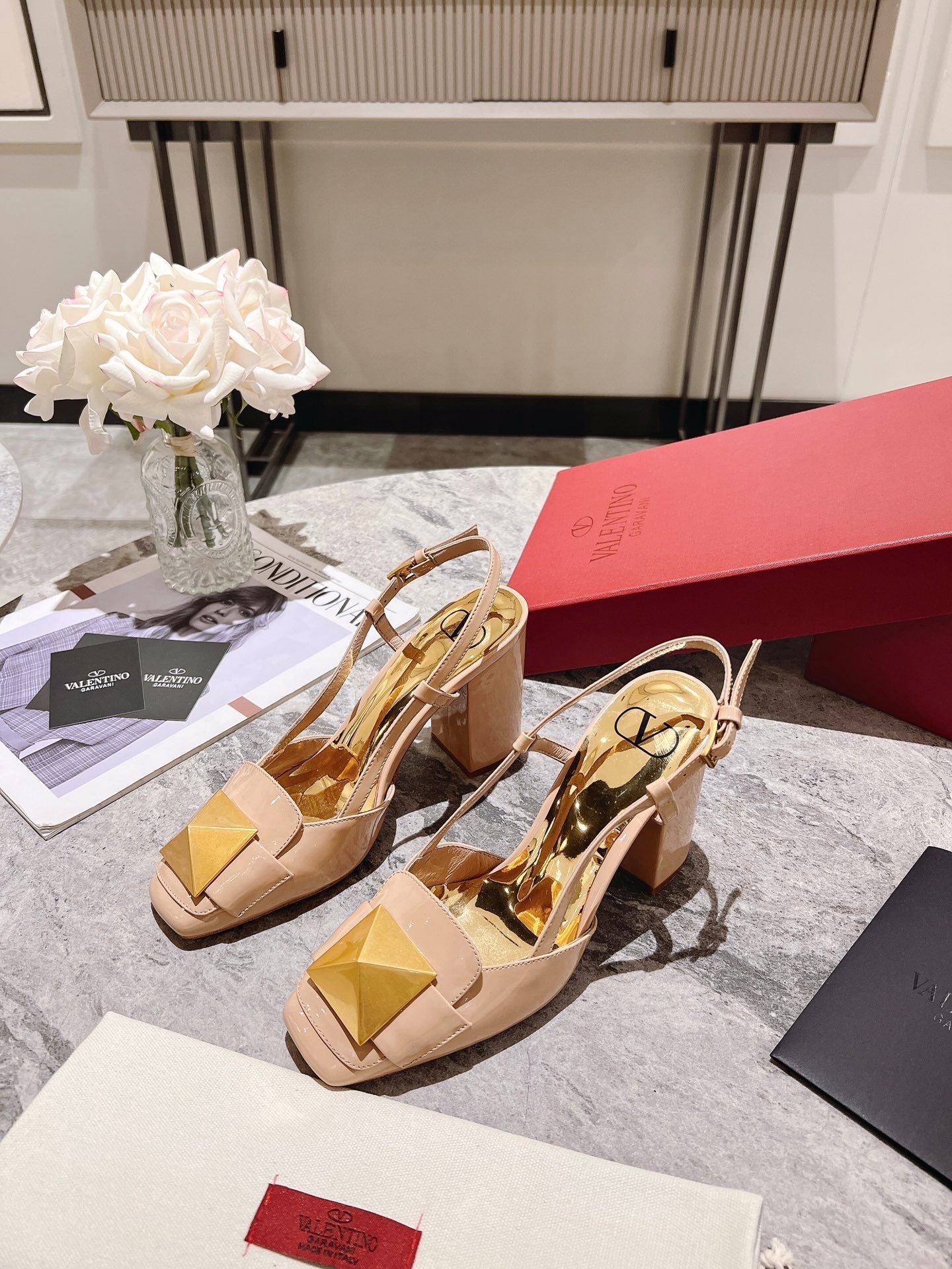 Valentino 25 Slingback High Heels 85mm Patent Leather
