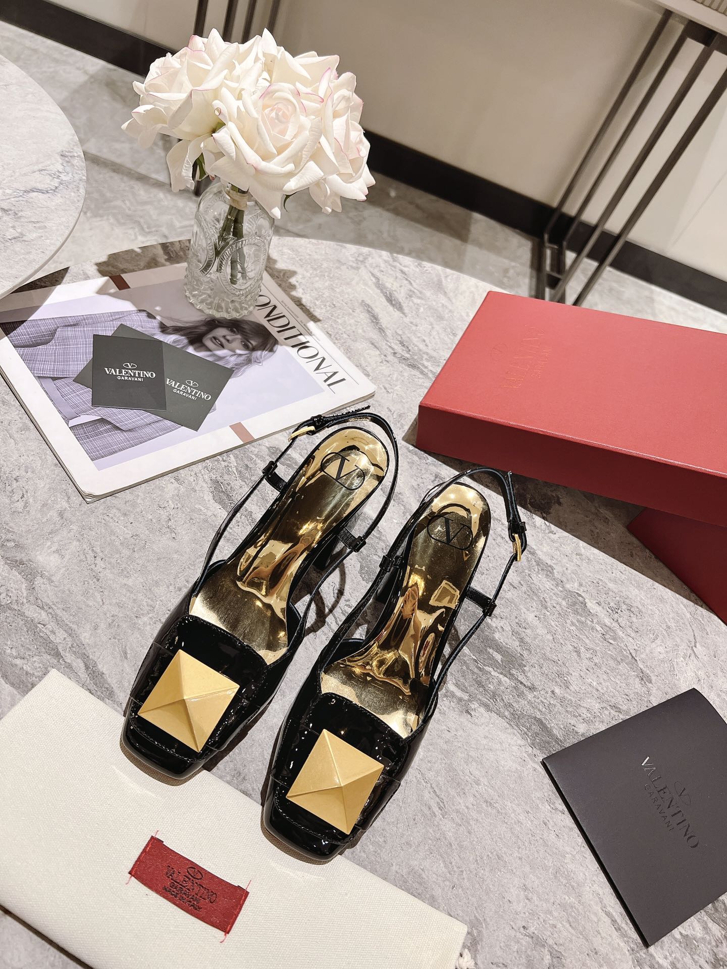 Valentino 25 Slingback High Heels 85mm Patent Leather
