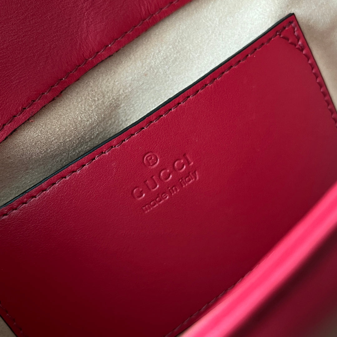 gg marmont mini 18cm red calfskin gold hardware