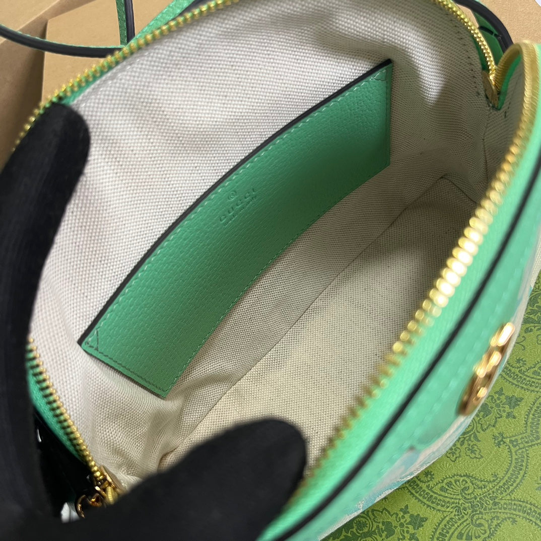 ophidia large 24cm comestic pouch beige green monogram canvas