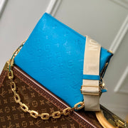 coussin pm 26cm blue monogram empreinte calfskin