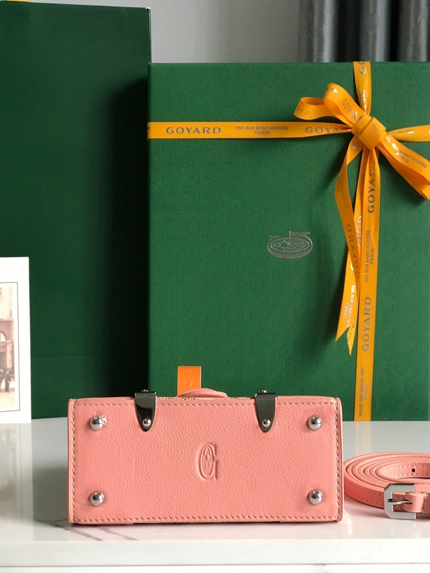 Goyard 2026 Saigon Nano Bag 14.5cm Powder Pink Cowhide Canvas 351685