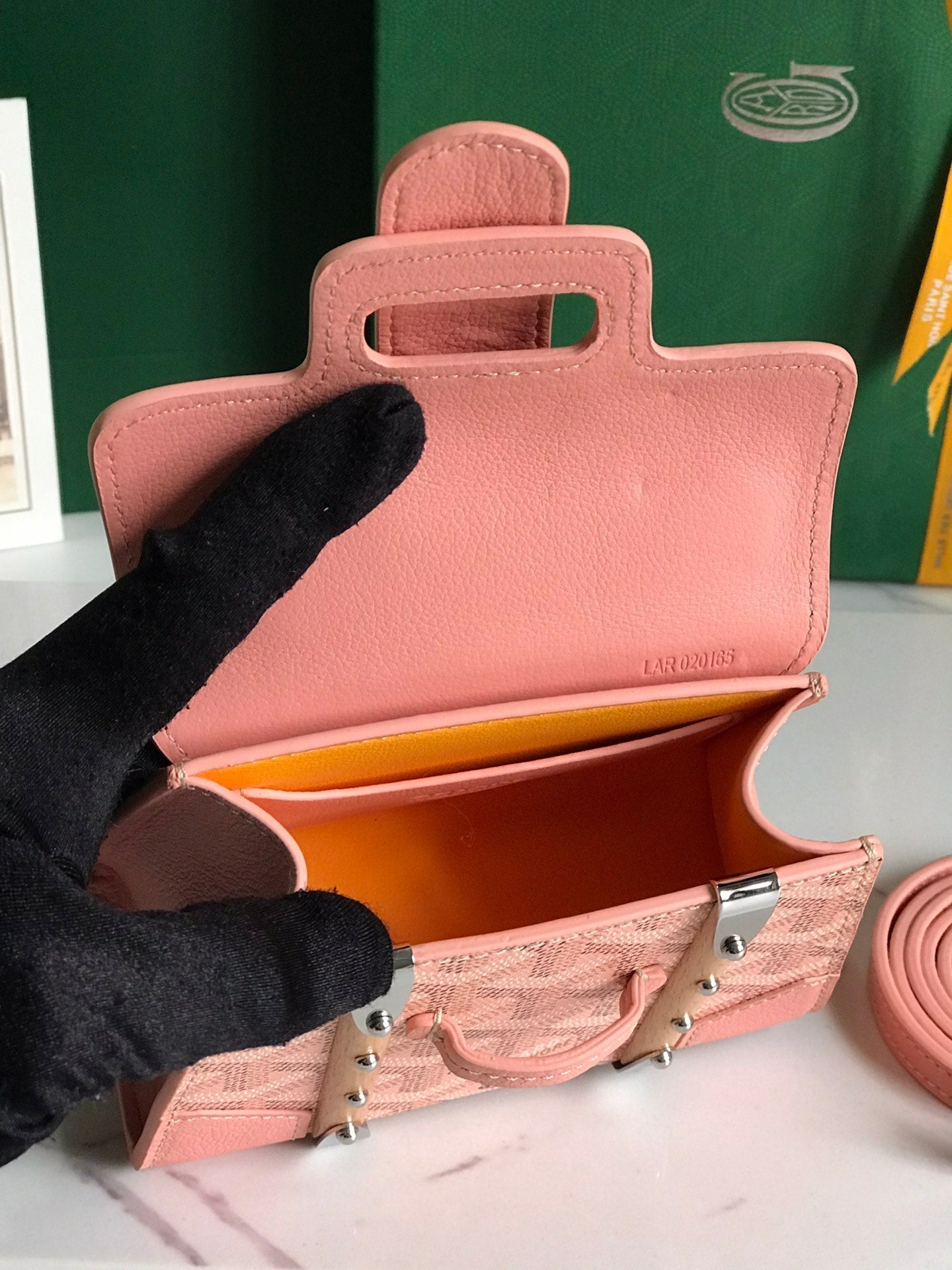 Goyard 2026 Saigon Nano Bag 14.5cm Powder Pink Cowhide Canvas 351685