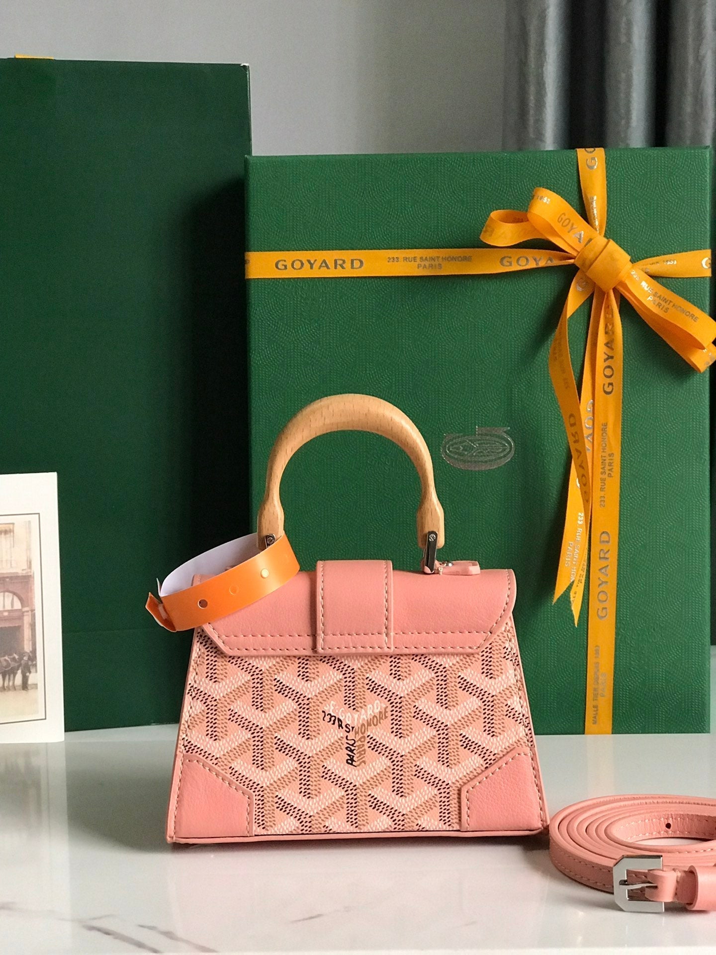 Goyard 2026 Saigon Nano Bag 14.5cm Powder Pink Cowhide Canvas 351685