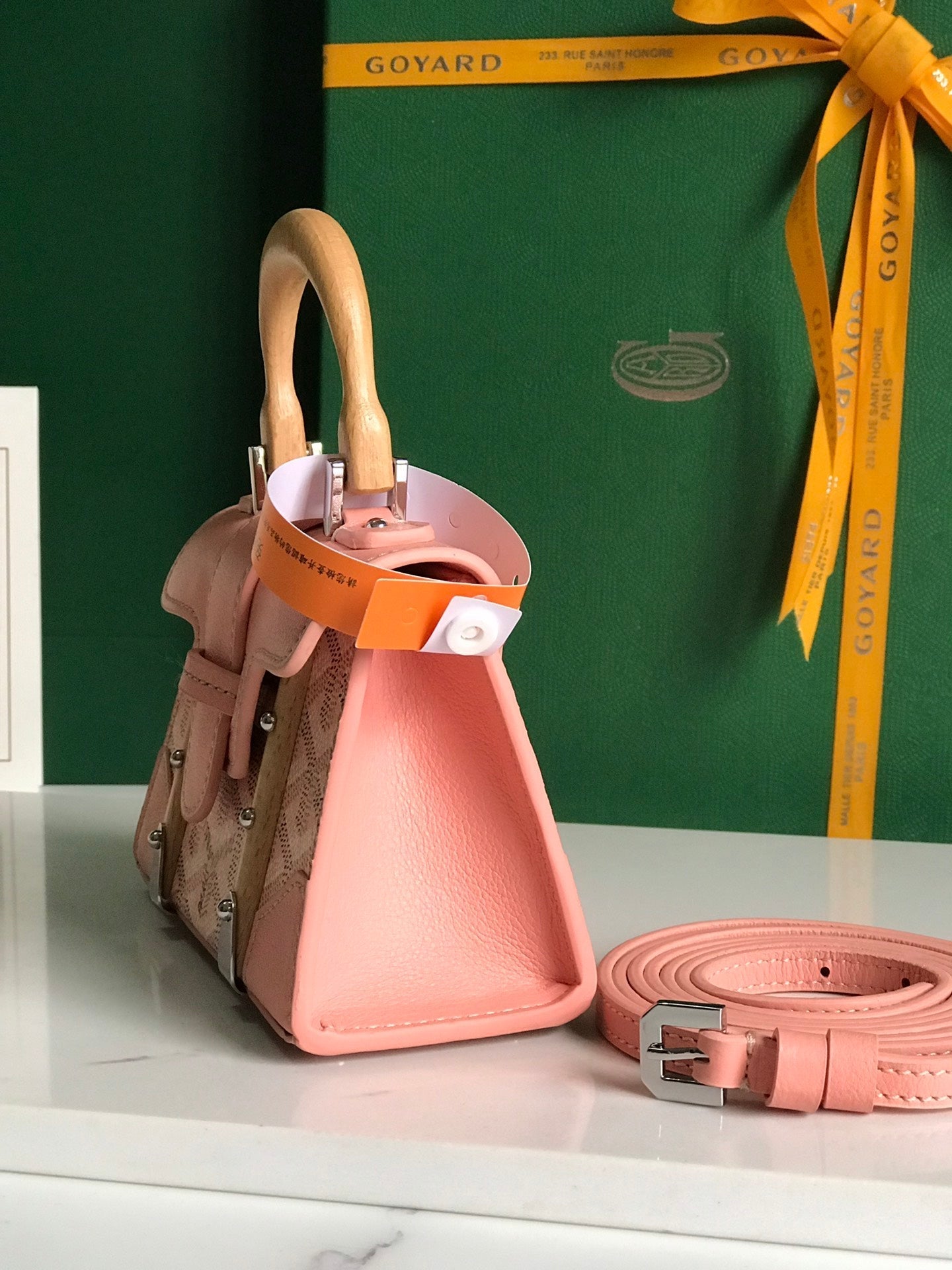 Goyard 2026 Saigon Nano Bag 14.5cm Powder Pink Cowhide Canvas 351685