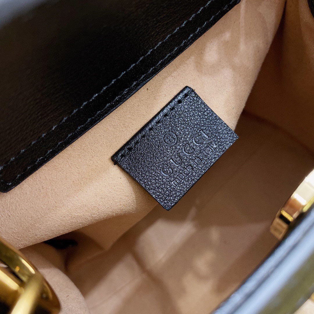 GG Diana Mini 20 Black Textured-Leather Tote Bag