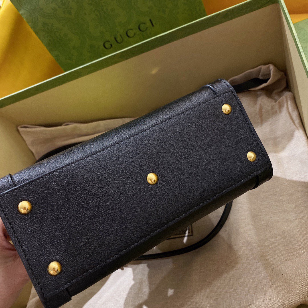 GG Diana Mini 20 Black Textured-Leather Tote Bag