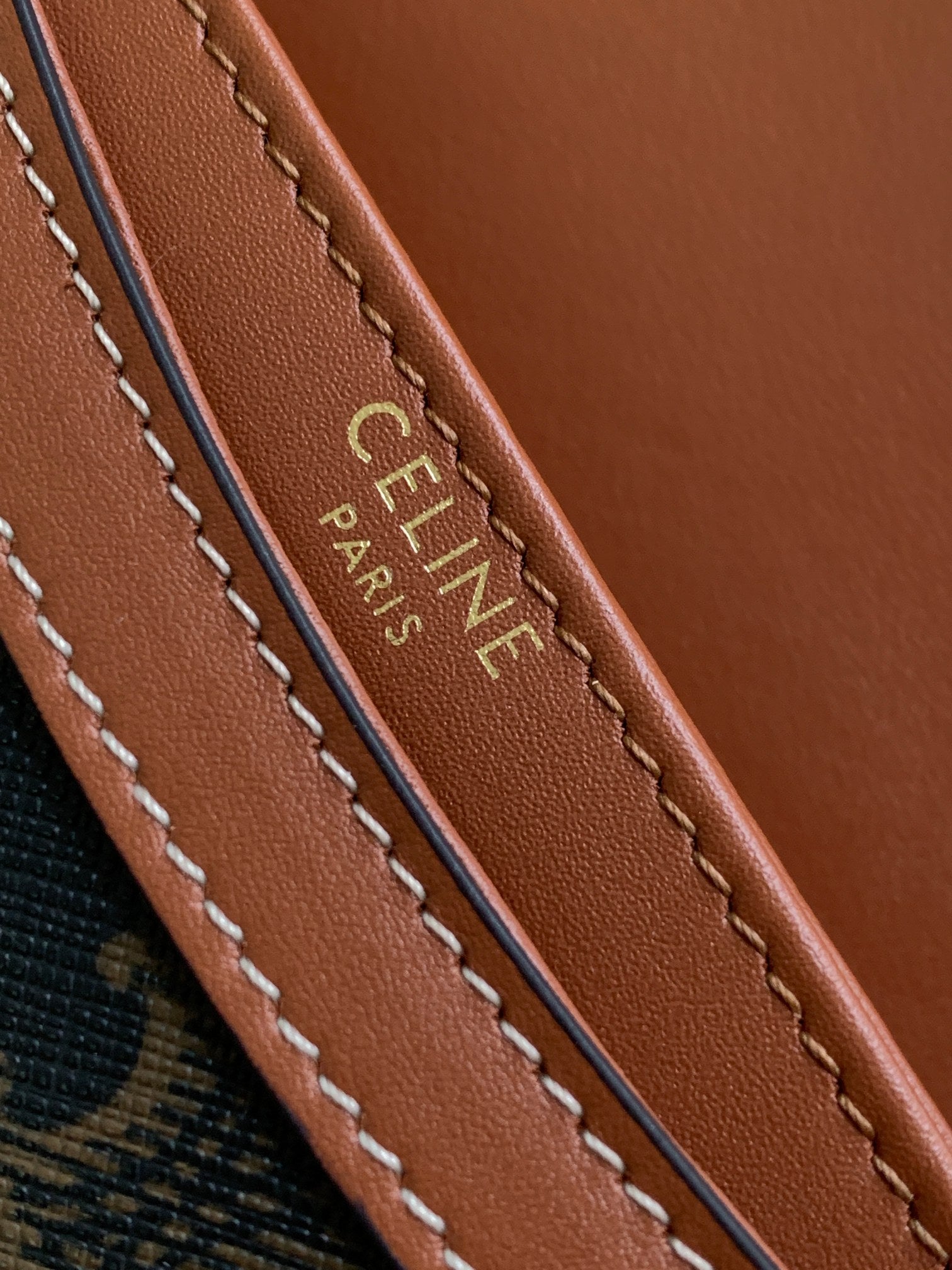 TEEN CHAIN BESACE TRIOMPHE 15.5CM BROWN MONOGRAM AND CALFSKIN TAN