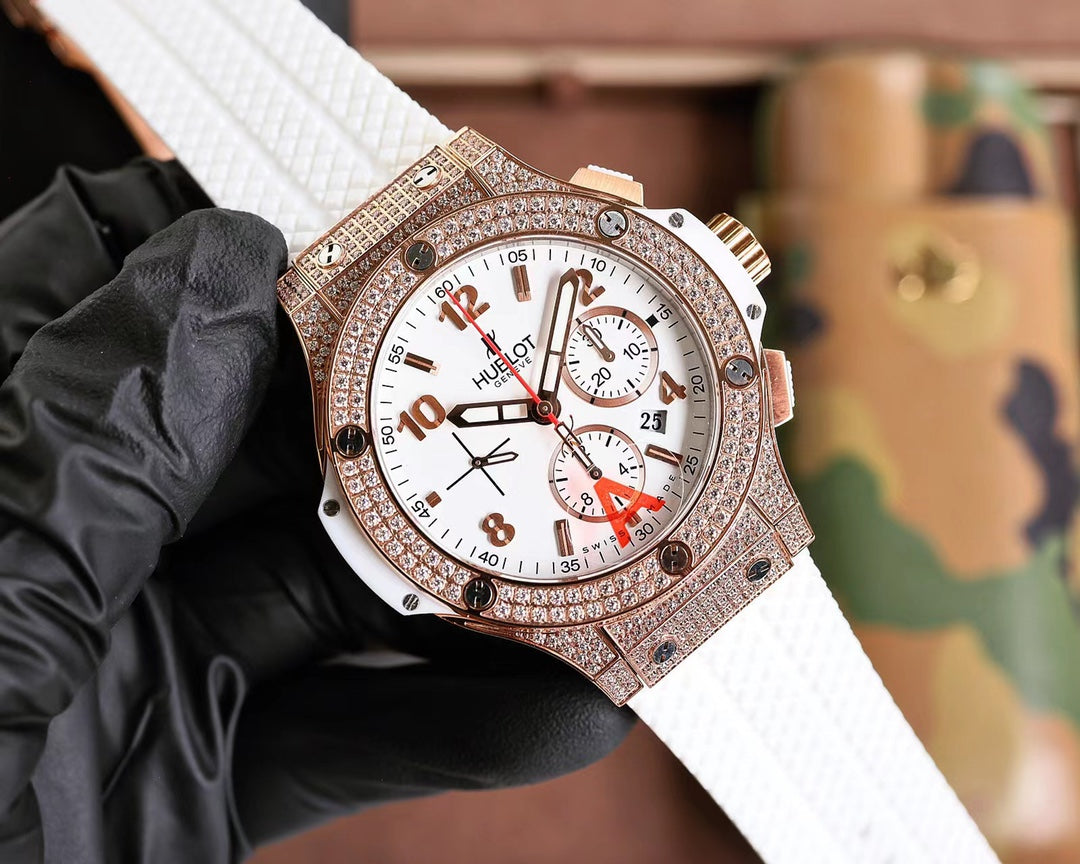 Hublot Big Bang 44 mm Rose Gold Case White Rubber Strap