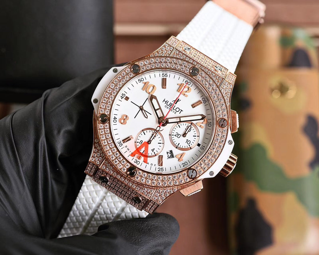 Hublot Big Bang 44 mm Rose Gold Case White Rubber Strap