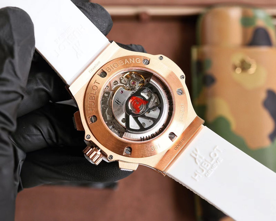Hublot Big Bang 44 mm Rose Gold Case White Rubber Strap