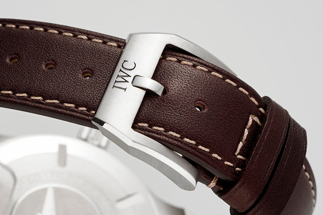 IWC Pilot 40mm Green Dial Steel Case Brown Leather Strap