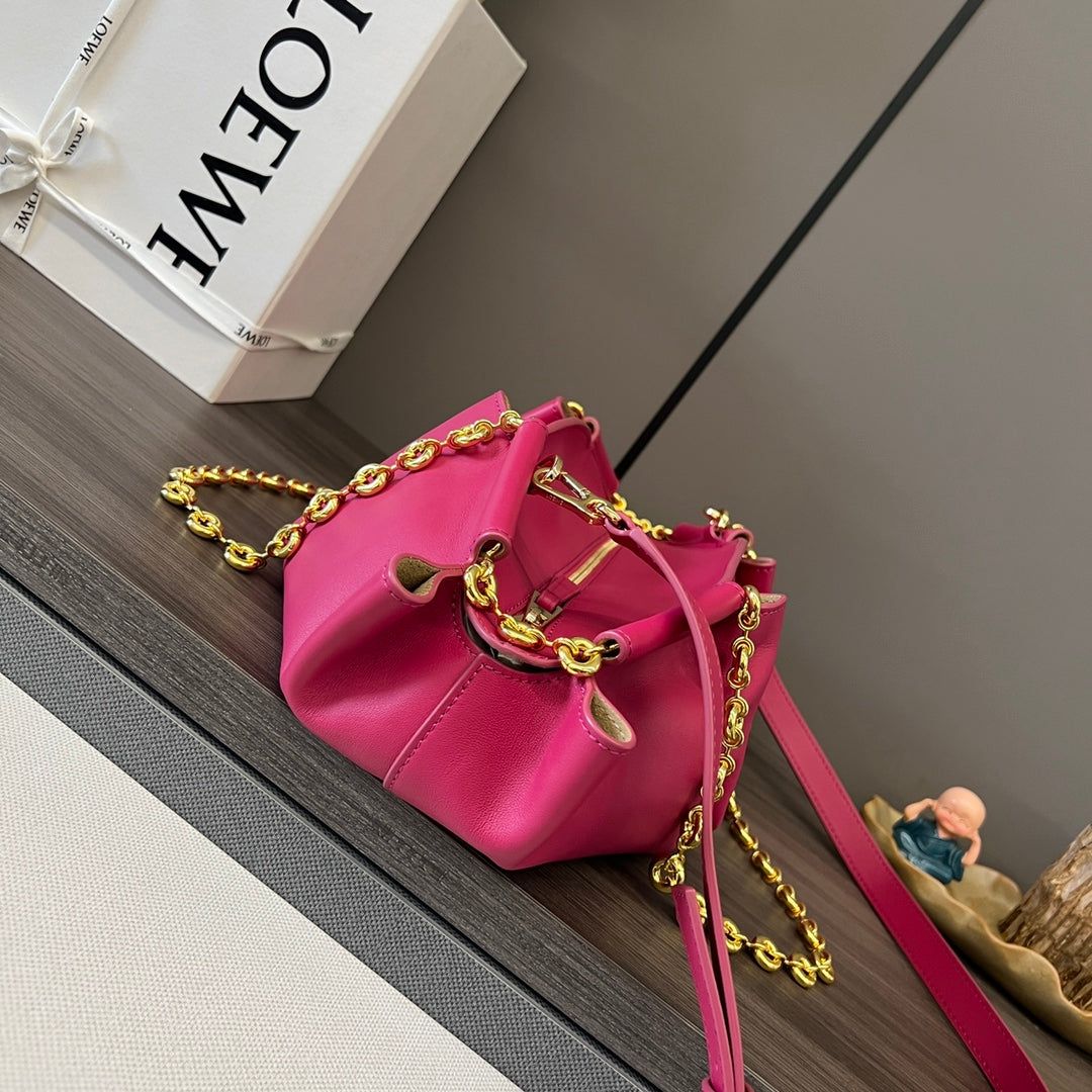 Loewe Small Dumpling Bag 35 Dark Pink Calfskin 280641