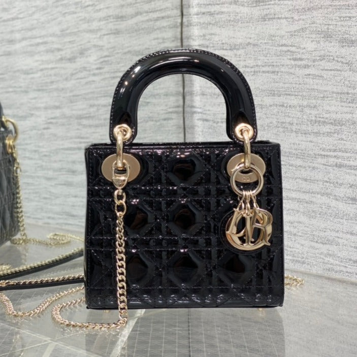 mini lady 17 patent calfskin