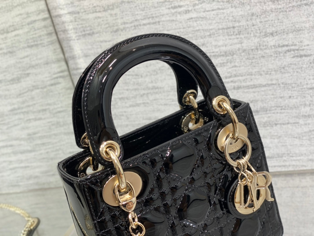 mini lady 17 patent calfskin