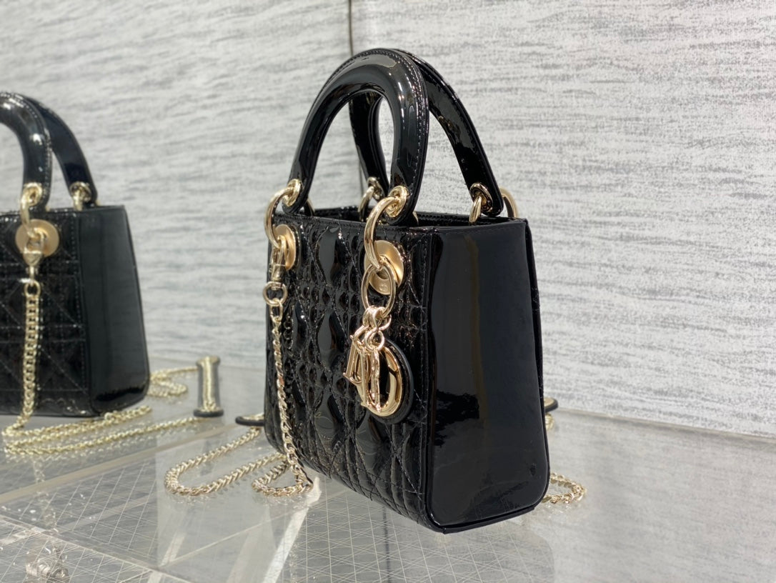 mini lady 17 patent calfskin