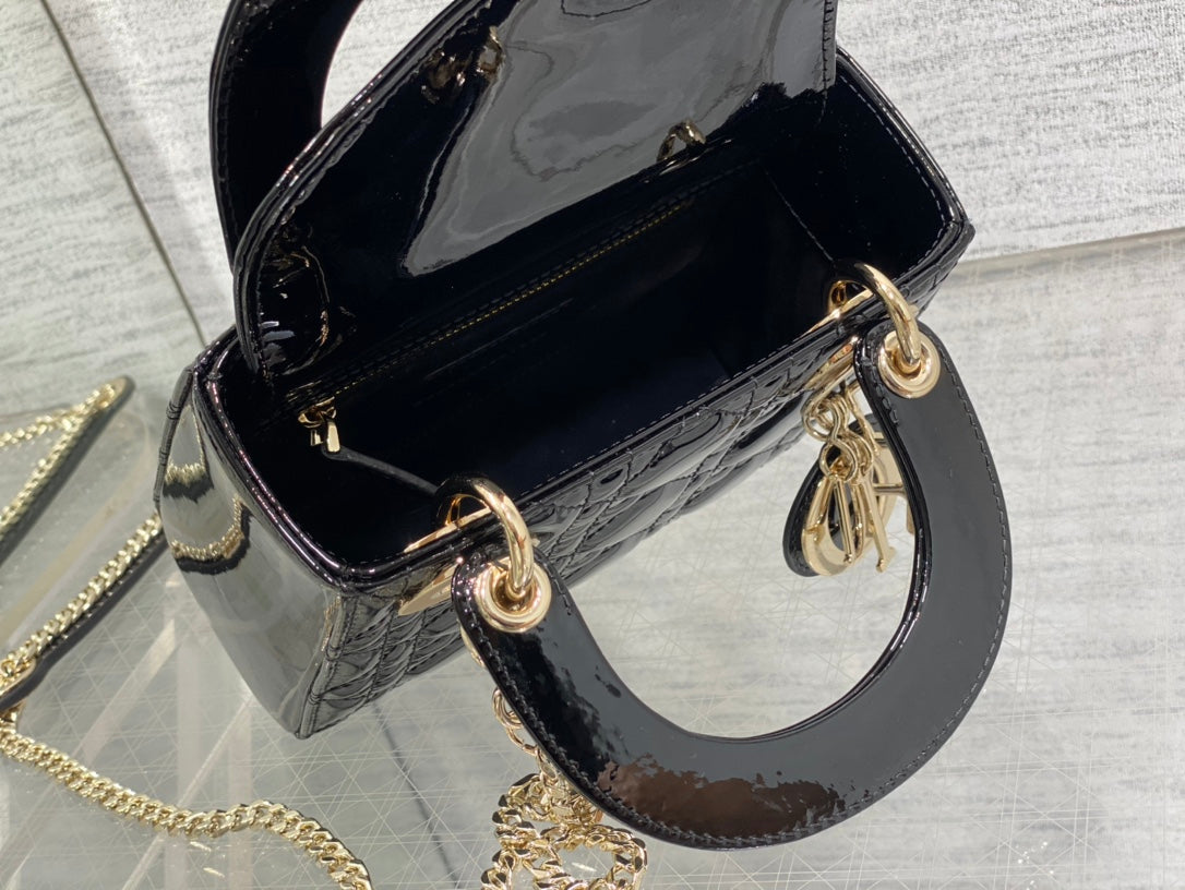 mini lady 17 patent calfskin