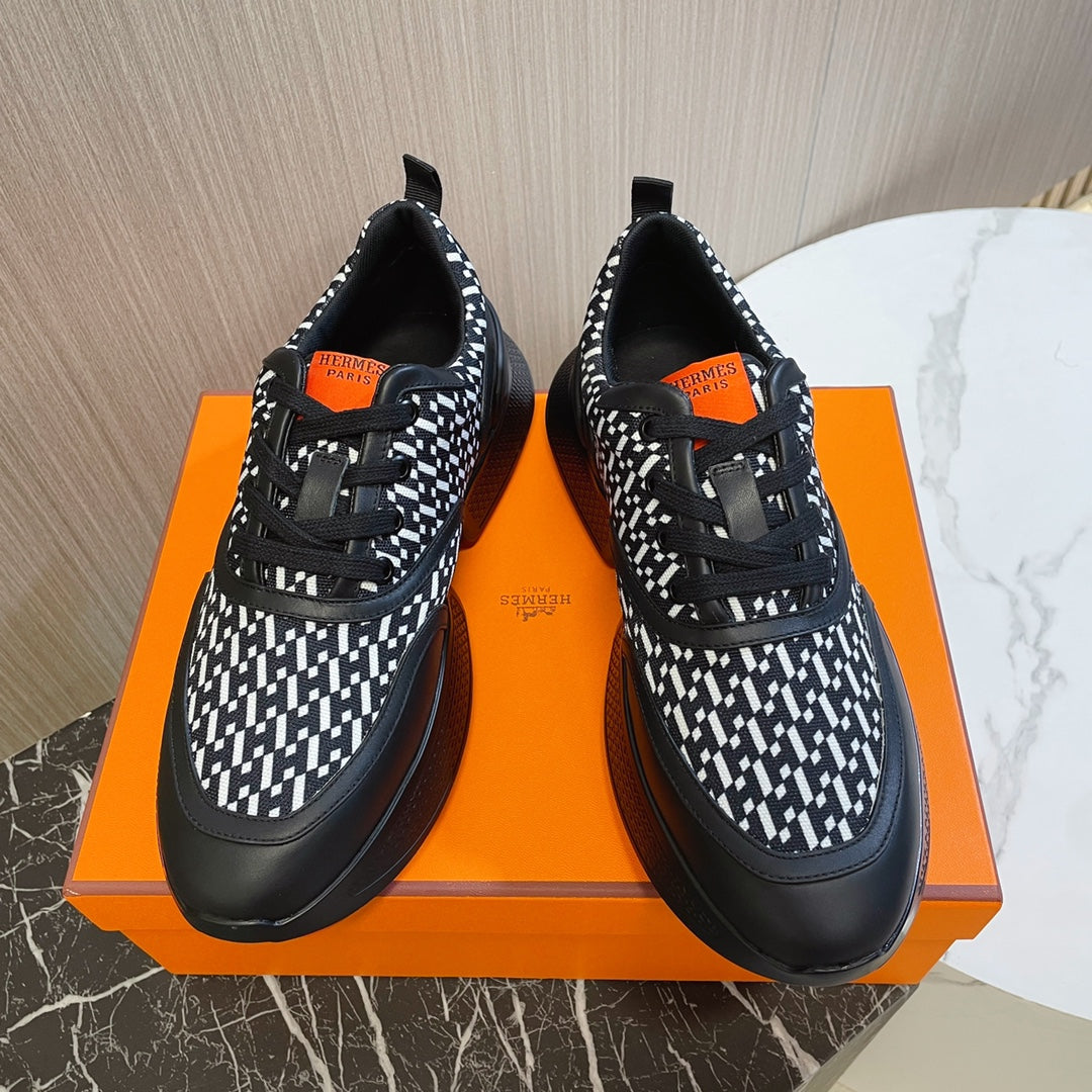HM Giga 50 Sneaker H Black White Canvas Black Goatskin