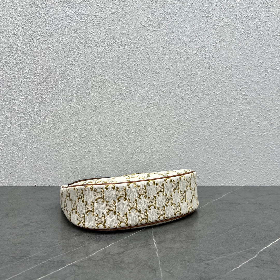 Celine 2026 Ava Bag 23cm Triomphe Canvas White Calfskin