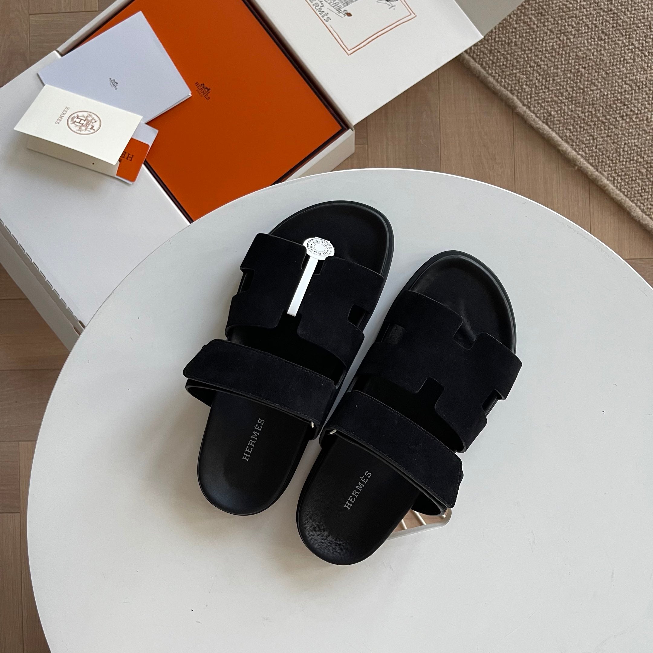 HM Men's Chypre Slide Black Suede 538598
