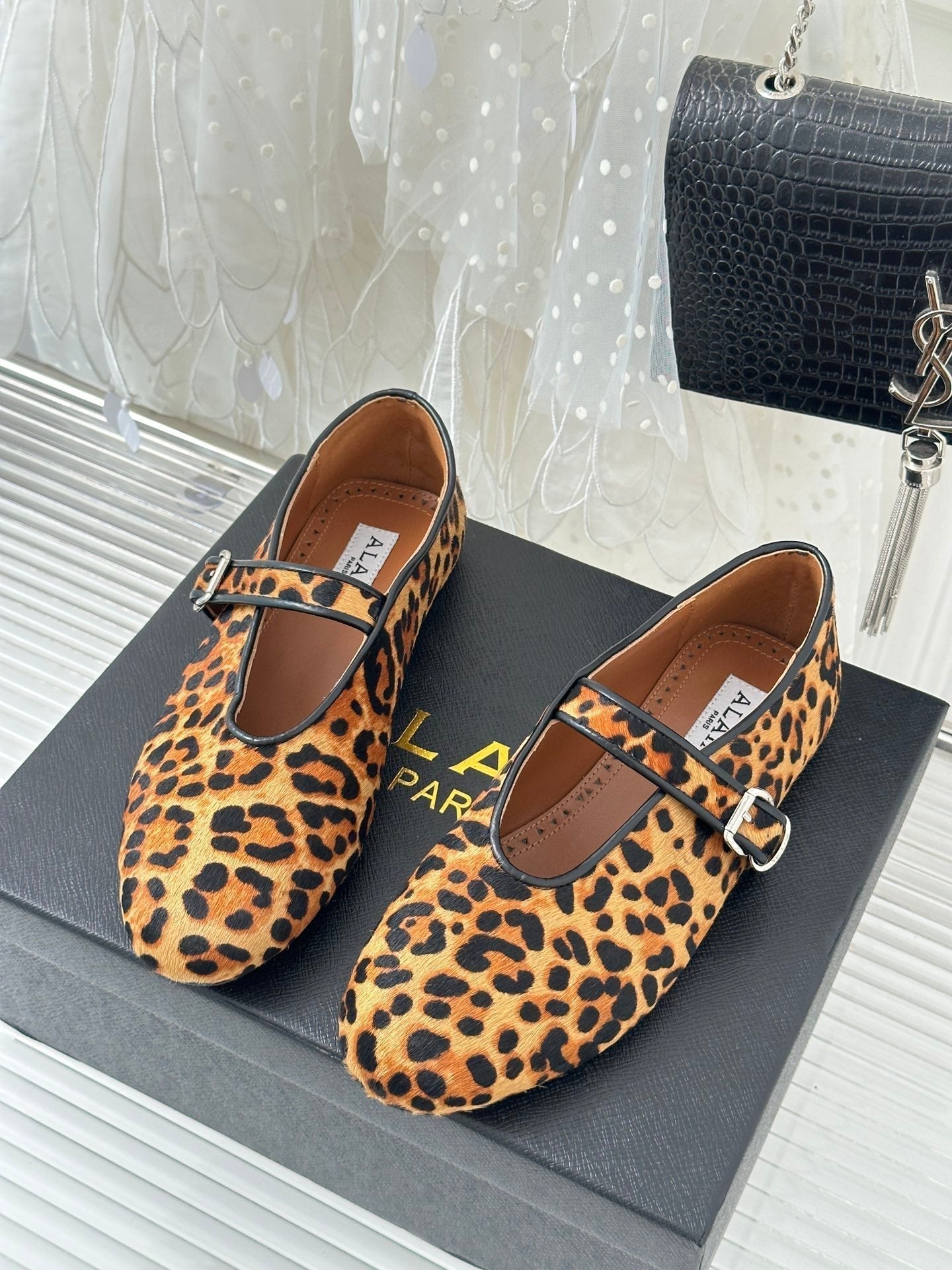 Alaia 25 Mary Jane Ballet Flat Leopard Calfskin 293239