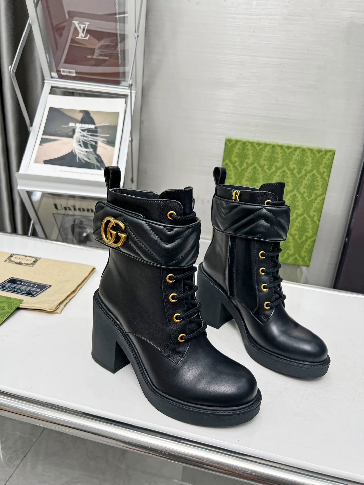 GG ankle boots black double G Cowhide