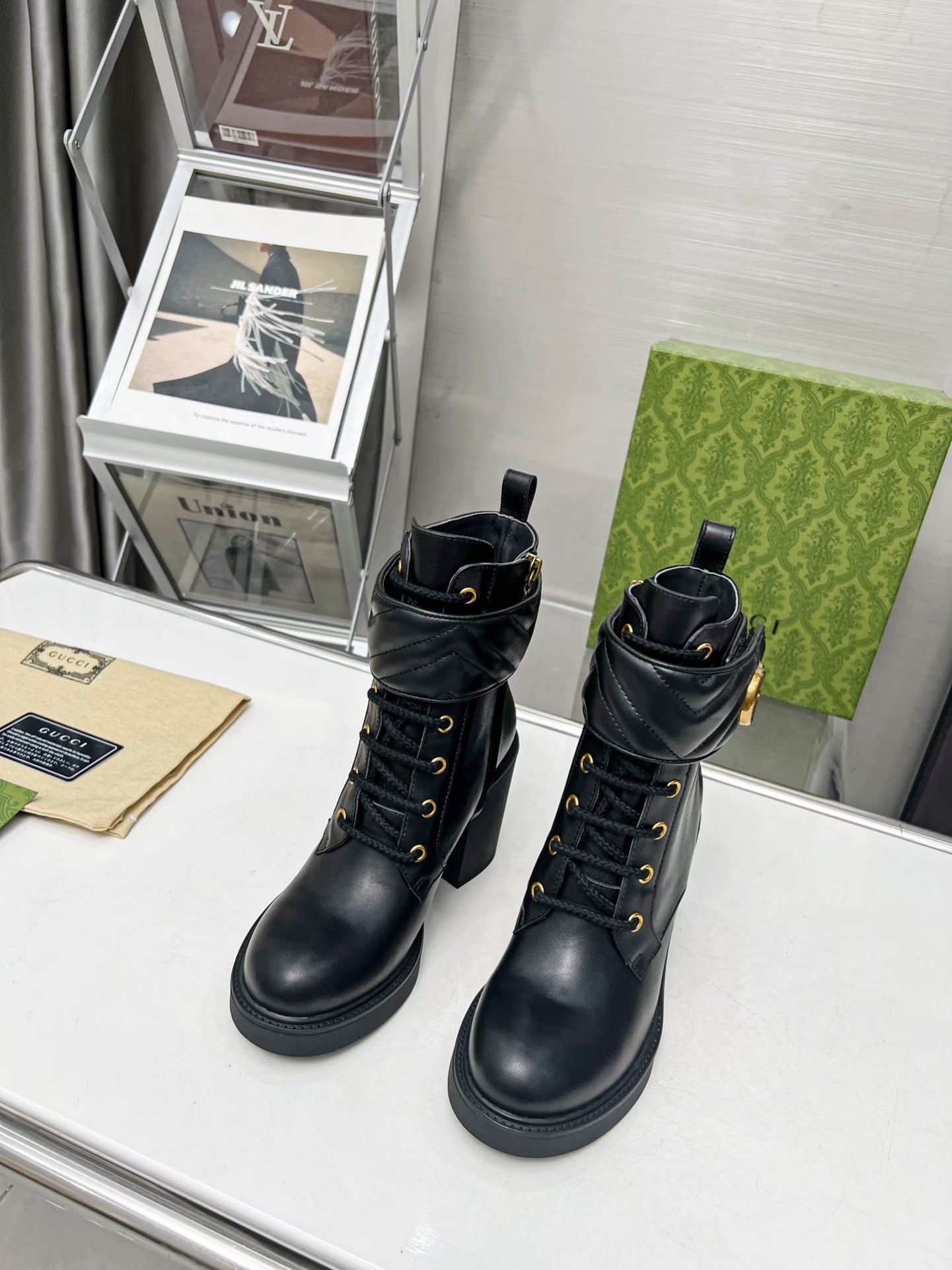 GG ankle boots black double G Cowhide