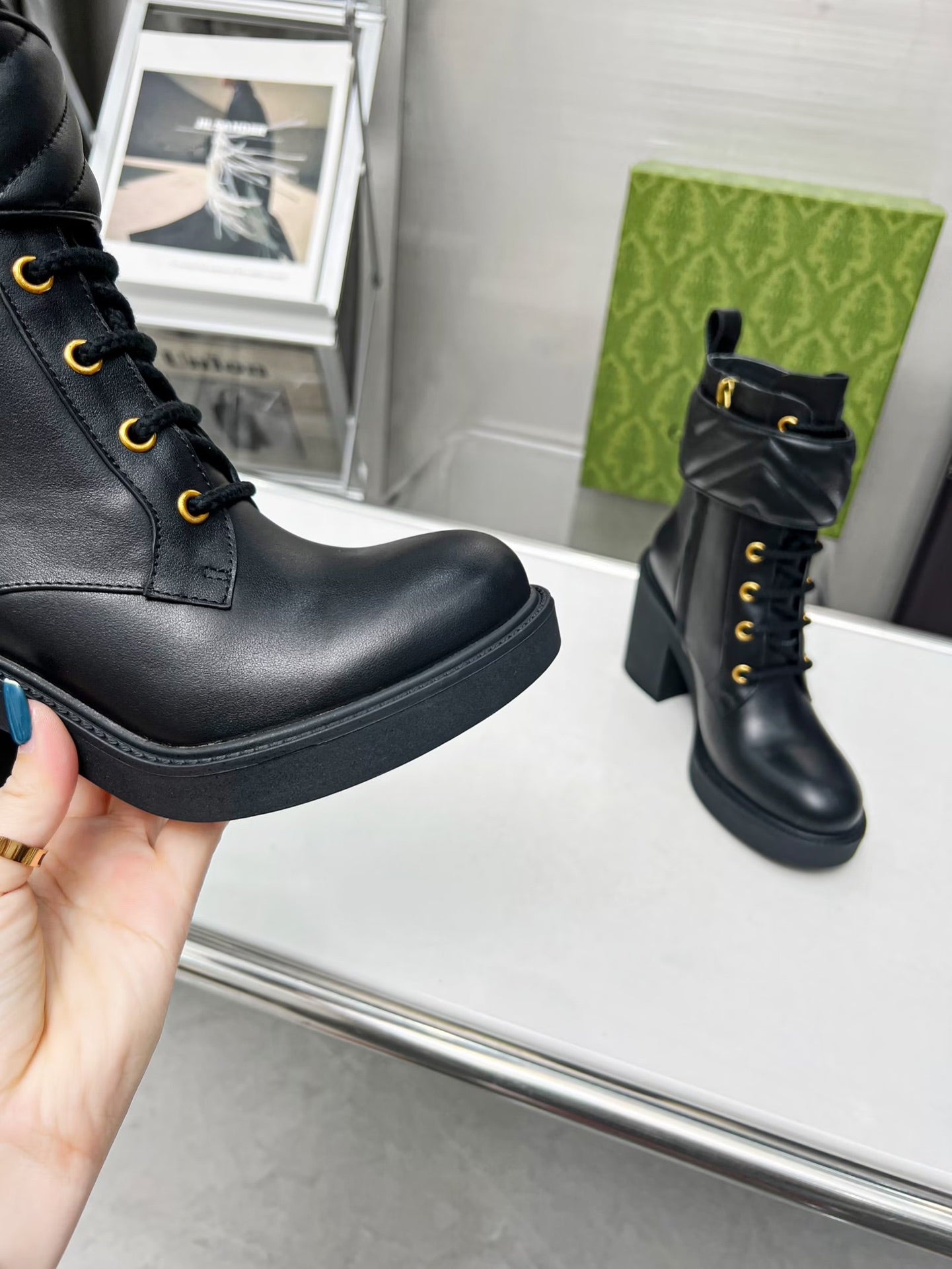 GG ankle boots black double G Cowhide
