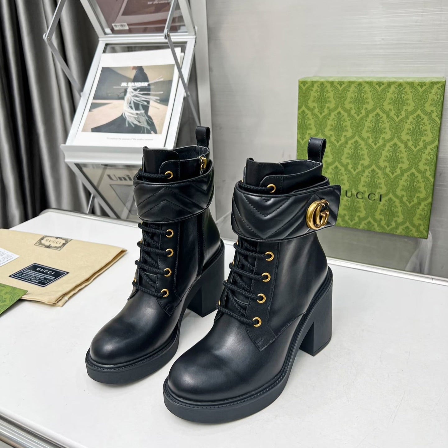 GG ankle boots black double G Cowhide