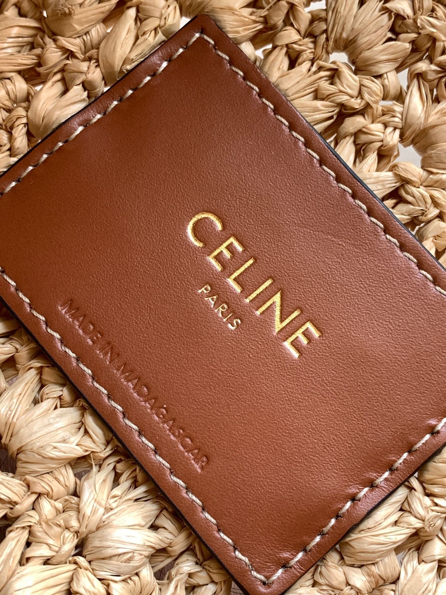 celin classic panier 33cm hobo bag raffia and brown calfskin
