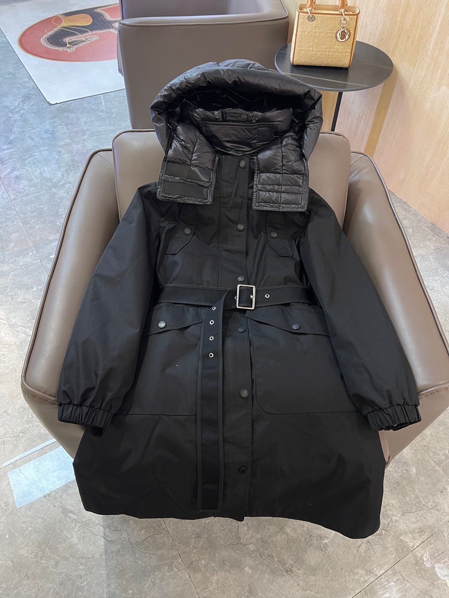 Burberry 25 Trench Coat Two-piece Set Black Cotton Down Nylon