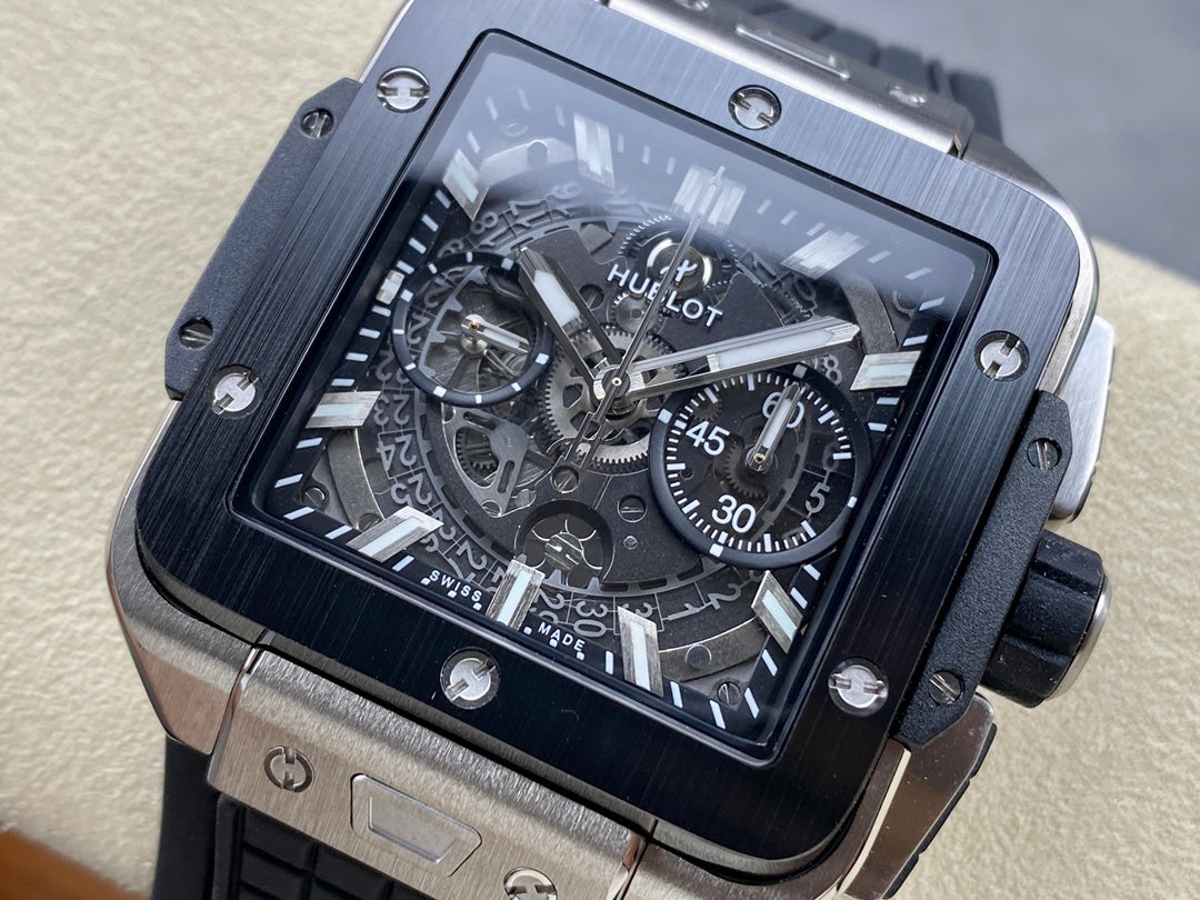 Hublot Square Bang Unico Titanium Ceramic 42mm Creamic Benzel Watch