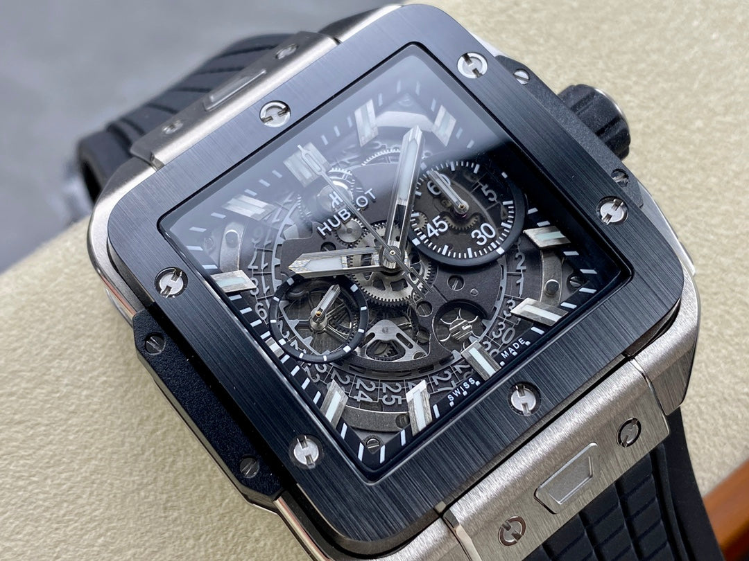 Hublot Square Bang Unico Titanium Ceramic 42mm Creamic Benzel Watch