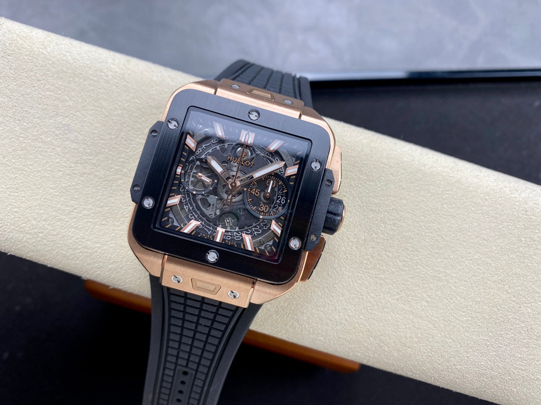 Hublot Square Bang Unico Rose Gold Ceramic 42mm Creamic Benzel Watch
