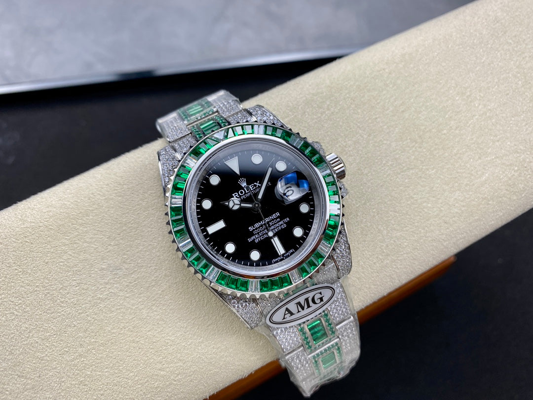 Rolex Submariner Date Green Black Dial Full Diamond