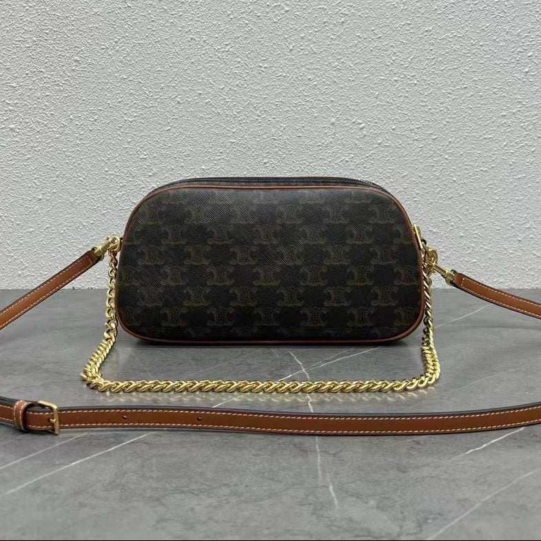 Celine 2026 Multi Bag 26cm Black Brown Canvas Leather