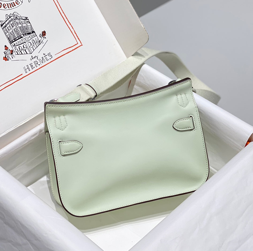 KELLY 23CM JYPSIERE LIGHT GREEN LEATHER CROSSBODY BAG SHW